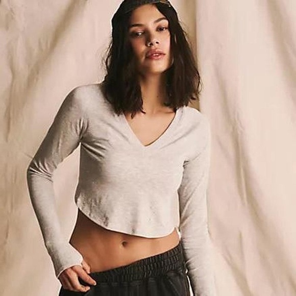 FP Movement by Free People Tops - FREE PEOPLE MOVEMENT TOO GOOD LONG-SLEEVE LAYER - GREY HEATHER crop soft comfy m